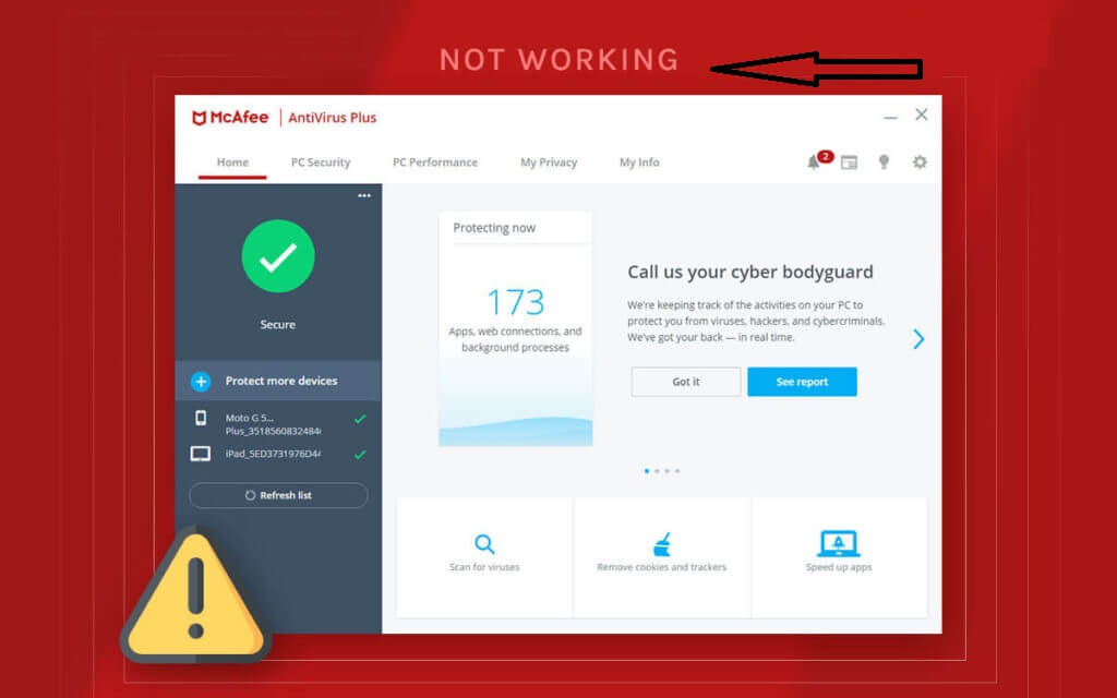 mcafee antivirus not working