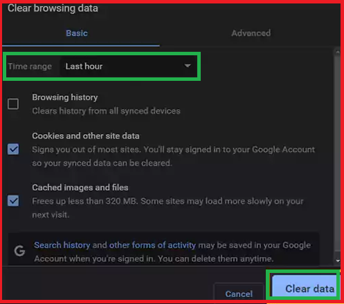 choose all three options and Time Range