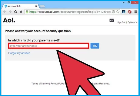 Change AOL Mail Password with Security Question
