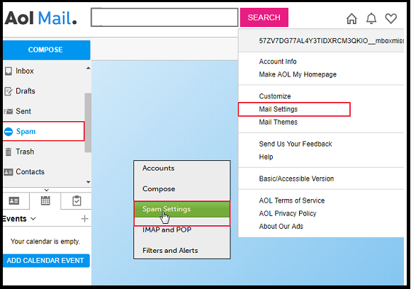 Manage Spam Mails in AOL