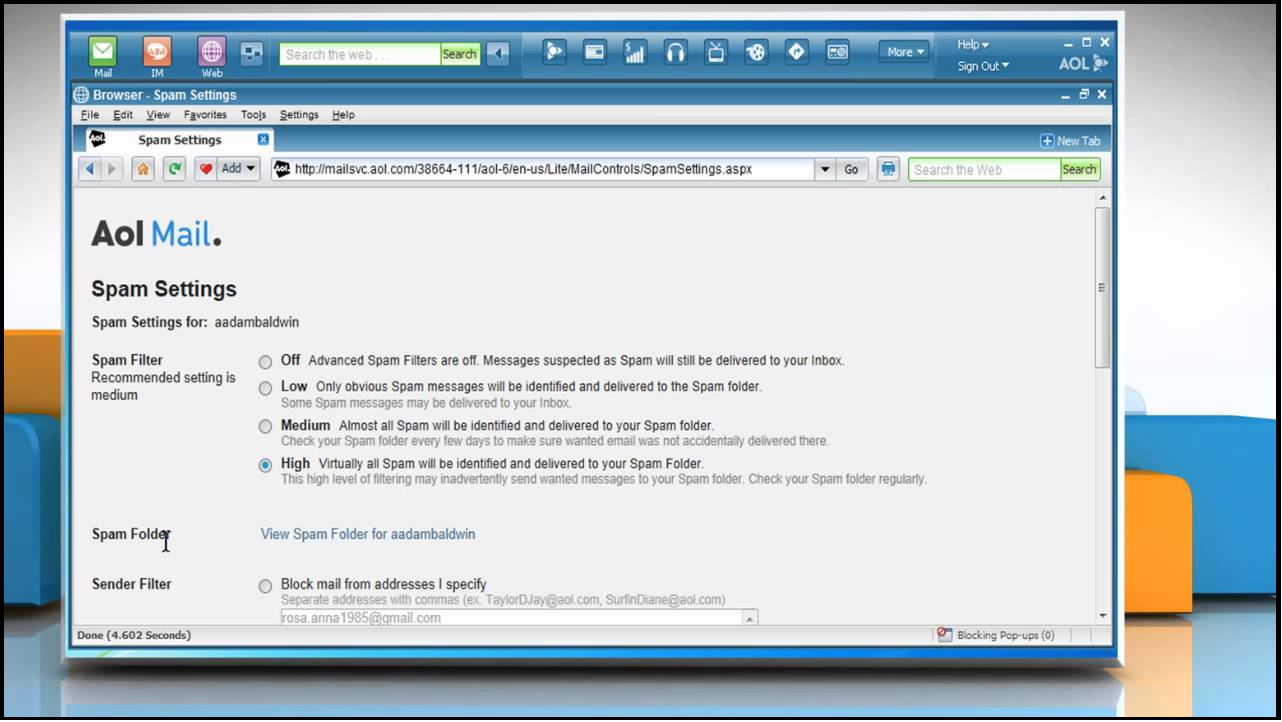 Manage Spam Mails in AOL